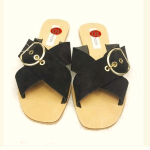 STEVE MADDEN BRITTANY LEATHER X/BAND FLAT SANDAL (